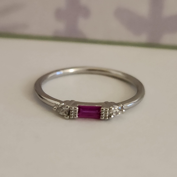 New 925 Silver Ruby Diamond Band Stacking Ring for Women - Picture 10 of 13